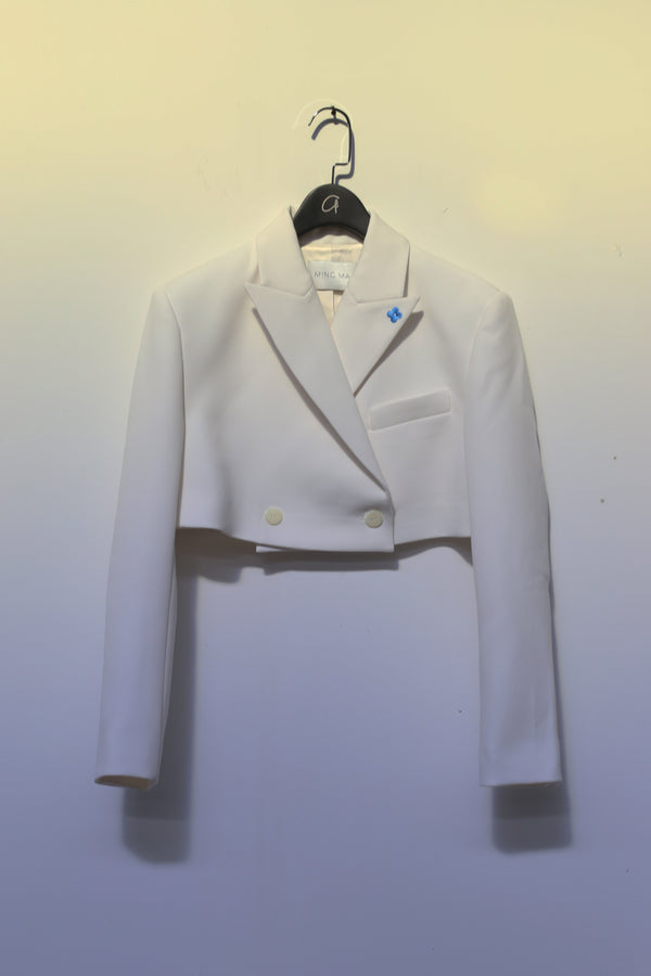 MING MA embroidered double breasted short suit SS21-JK03-WTPA